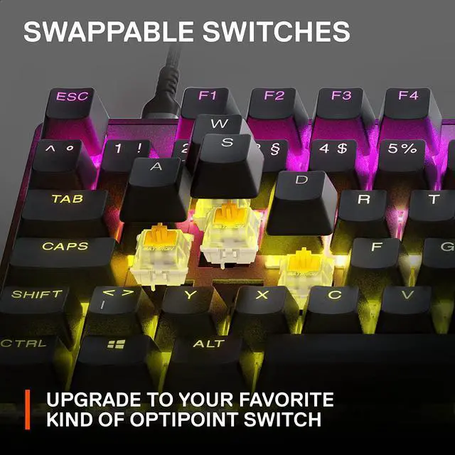 Alt view image 5 of 7 - SteelSeries New Apex 9 TKL  HotSwap Optical Mini Keyboard  TKL Esports Design  Optical Switches  RGB Customization  Aluminum Alloy Frame  Double Shot PBT Keycaps