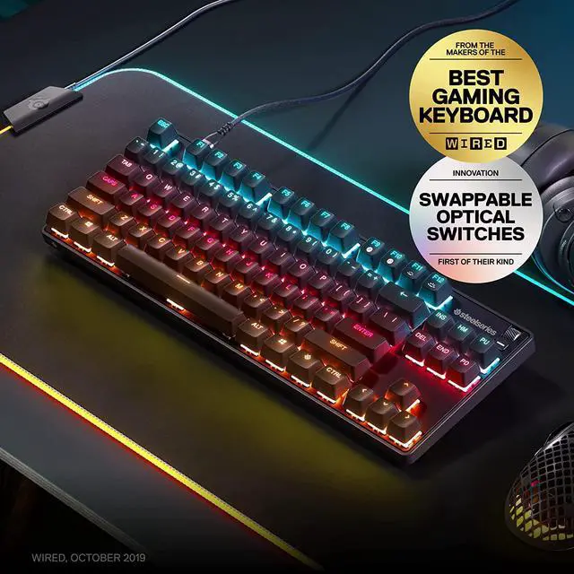 Alt view image 3 of 7 - SteelSeries New Apex 9 TKL  HotSwap Optical Mini Keyboard  TKL Esports Design  Optical Switches  RGB Customization  Aluminum Alloy Frame  Double Shot PBT Keycaps
