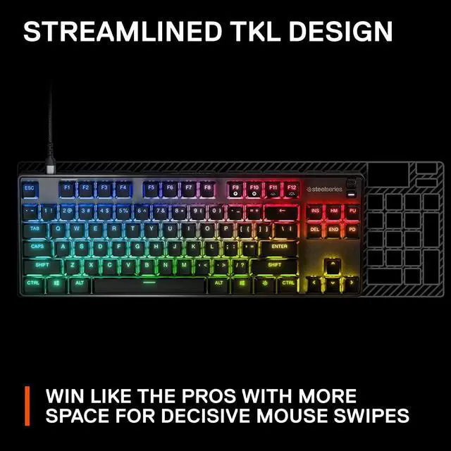 Alt view image 6 of 7 - SteelSeries New Apex 9 TKL  HotSwap Optical Mini Keyboard  TKL Esports Design  Optical Switches  RGB Customization  Aluminum Alloy Frame  Double Shot PBT Keycaps