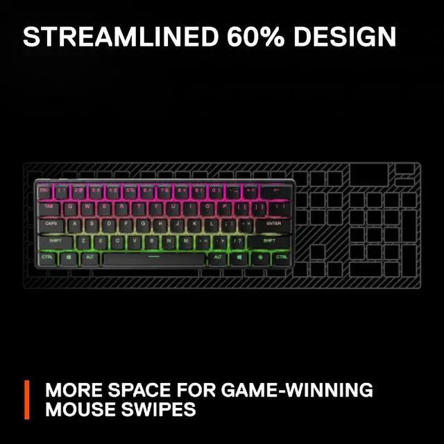 Alt view image 5 of 7 - SteelSeries Apex Pro Mini Wireless Mechanical Gaming Keyboard  Worlds Fastest Keyboard  Adjustable Actuation  Compact 60% Form Factor  RGB  PBT Keycaps  Bluetooth 5.0  2.4GHz  USB-C