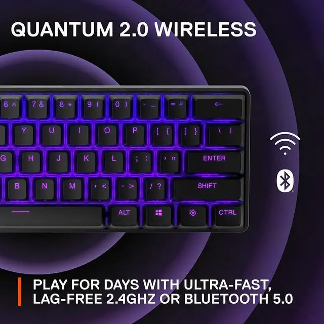 Alt view image 6 of 7 - SteelSeries Apex Pro Mini Wireless Mechanical Gaming Keyboard  Worlds Fastest Keyboard  Adjustable Actuation  Compact 60% Form Factor  RGB  PBT Keycaps  Bluetooth 5.0  2.4GHz  USB-C