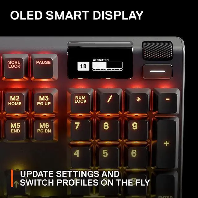 Alt view image 7 of 7 - SteelSeries Apex Pro USB Mechanical Gaming Keyboard  Adjustable Actuation Switches  Worlds Fastest Mechanical Keyboard  OLED Smart Display  RGB Backlit