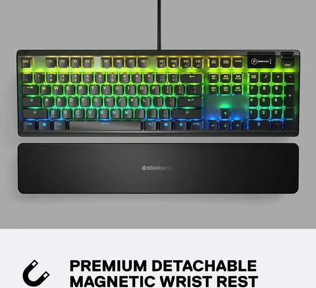 Alt view image 5 of 14 - SteelSeries Apex 5 Hybrid Mechanical Gaming Keyboard  Per-Key RGB Illumination  Aircraft Grade Aluminum Alloy Frame  OLED Smart Display (Hybrid Blue Switch)