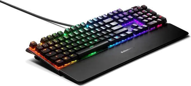 Alt view image 6 of 14 - SteelSeries Apex 5 Hybrid Mechanical Gaming Keyboard  Per-Key RGB Illumination  Aircraft Grade Aluminum Alloy Frame  OLED Smart Display (Hybrid Blue Switch)