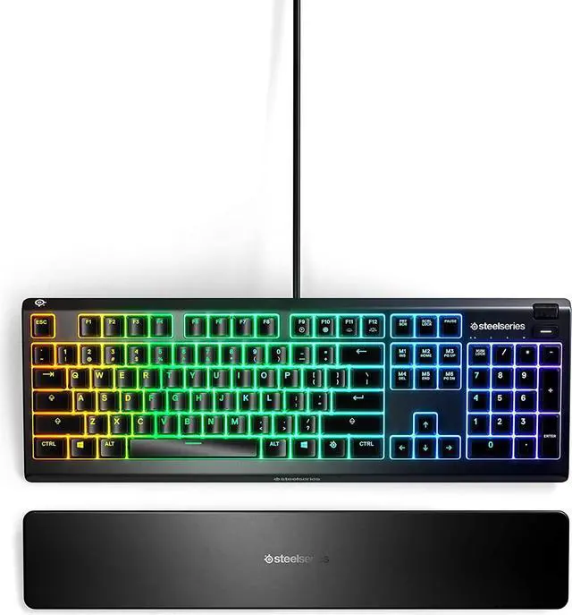 Alt view image 7 of 7 - SteelSeries Apex 3 RGB Gaming Keyboard  10-Zone RGB Illumination  IP32 Water Resistant  Premium Magnetic Wrist Rest (Whisper Quiet Gaming Switch)
