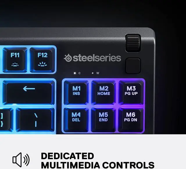 Alt view image 4 of 7 - SteelSeries Apex 3 TKL RGB Gaming Keyboard  Tenkeyless Compact Form Factor - 8-Zone RGB Illumination  IP32 Water & Dust Resistant  Whisper Quiet Gaming Switch  Gaming Grade Anti-Ghosting