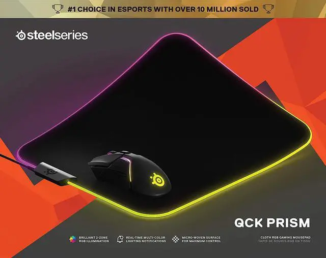Alt view image 5 of 7 - SteelSeries QcK Gaming Surface - Medium RGB Prism Cloth - Optimized For Gaming Sensors