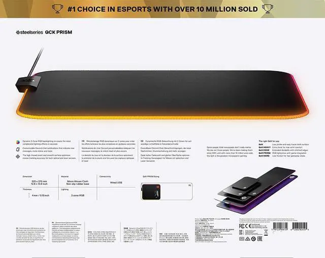 Alt view image 7 of 7 - SteelSeries QcK Gaming Surface - Medium RGB Prism Cloth - Optimized For Gaming Sensors