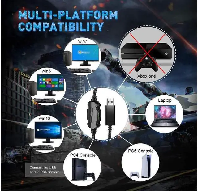 Alt view image 3 of 7 - E1000 USB Gaming Headset for PC, Computer Headphones with Microphone/Mic Noise Cancelling, 7.1 Surround Sound, RGB Light - Wired Headphones for PS4, PS5 Console, Laptop Call Center Blue