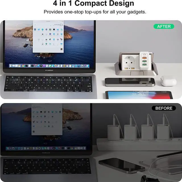 Alt view image 5 of 7 - 35W USB C Wall Charger Block, 2-Pack 4Port PD+QC Fast Power Adapter, Type C Charging Brick Cube Plug for iPhone 11/12/13/14/Pro Max, XS/XR/X, iPad/AirPods Pro, Samsung, Google, Tablet, Android(White)