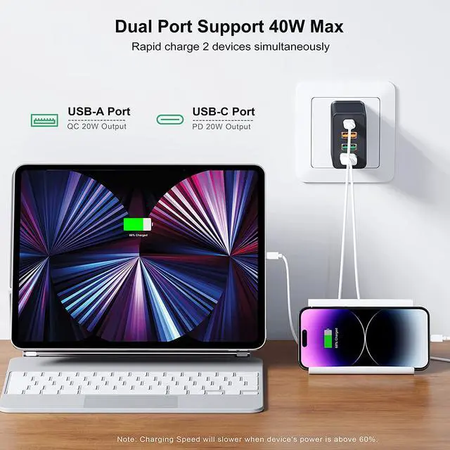 Alt view image 2 of 7 - [35W/2Pack] Charger Block, USB C Wall Charger, iPhone 14 Charger Block, 4Port Fast Charging Block Brick Compatible for Watch Series 8 7 iPhone 14 13 Pro Max Airpod Brick Plug Power Adapter (Black)