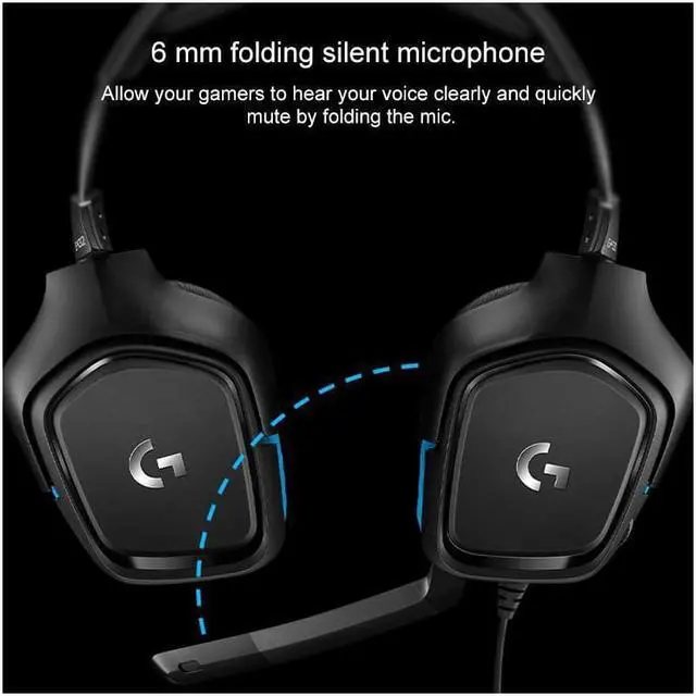 Alt view image 4 of 5 - Logitech G431 Gaming Headset Wired 7.1-channel DTS 7.1Surround Sound Headphone:X 2.0 Listening and Debate Head-mounted Microphone