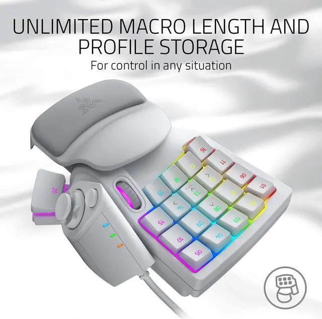 Alt view image 7 of 7 - Razer Tartarus Pro Gaming Keypad: Analog-Optical Key Switches - 32 Programmable Keys - Customizable Chroma RGB Lighting - Programmable Macros - Variable Key Press Pressure Sensitivity - Mercury White
