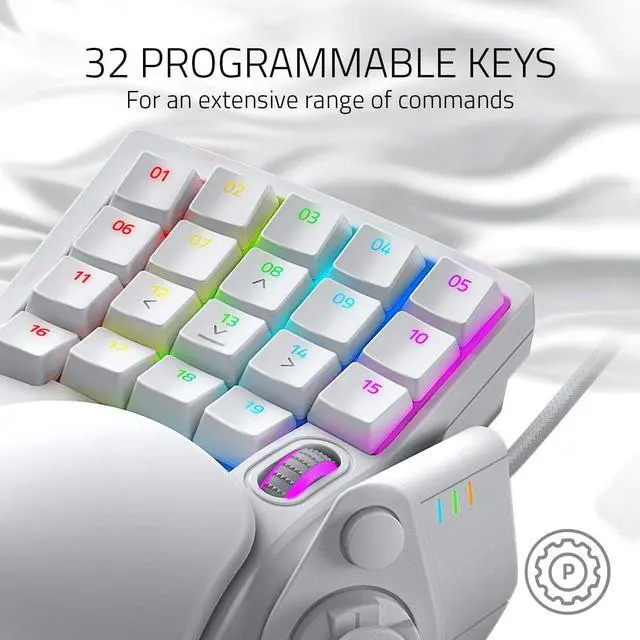 Alt view image 5 of 7 - Razer Tartarus Pro Gaming Keypad: Analog-Optical Key Switches - 32 Programmable Keys - Customizable Chroma RGB Lighting - Programmable Macros - Variable Key Press Pressure Sensitivity - Mercury White