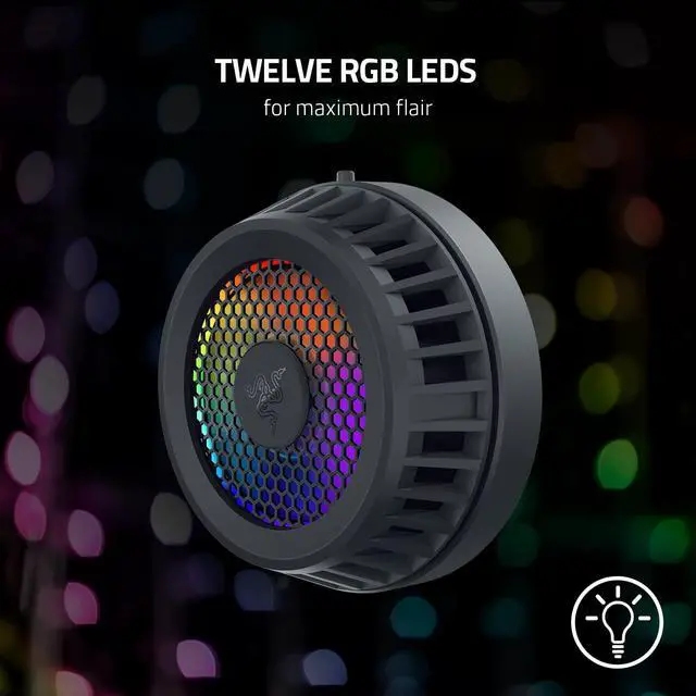 Alt view image 4 of 6 - Razer Phone Cooler Chroma: iPhone 12 & 13 Series - MagSafe Compatible - Advanced Smartphone Cooling Technology - 7-Blade Fan - 12 RGB LEDs - USB Type-C Power Cable - Powered by Chroma RGB