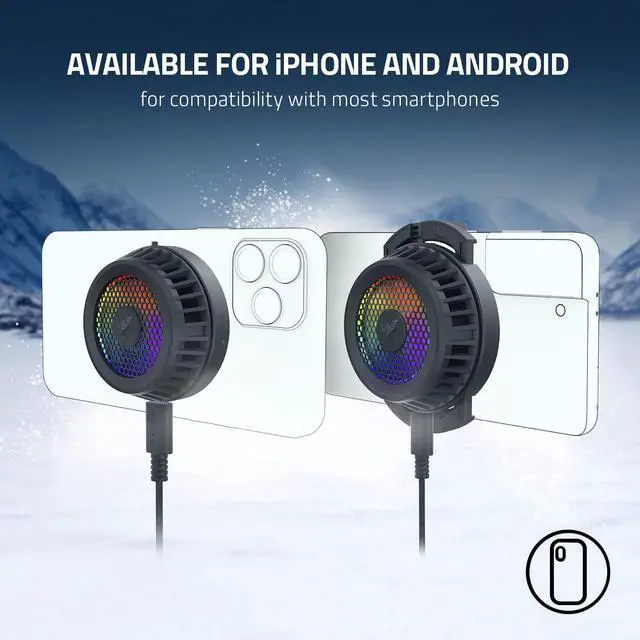 Alt view image 2 of 6 - Razer Phone Cooler Chroma: iPhone 12 & 13 Series - MagSafe Compatible - Advanced Smartphone Cooling Technology - 7-Blade Fan - 12 RGB LEDs - USB Type-C Power Cable - Powered by Chroma RGB