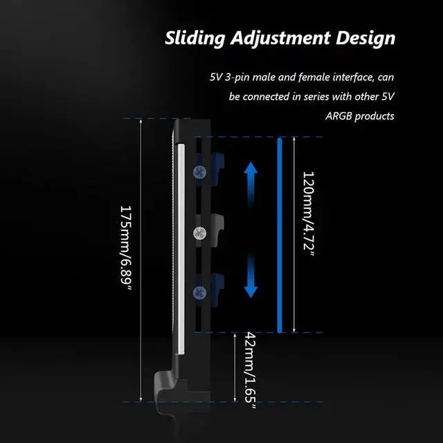 Alt view image 2 of 7 - CM-GH2 Vertical GPU Support Bracket Colorful 5V A-RGB Bracket Computer Graphics Video Card Stand GPU Holder White