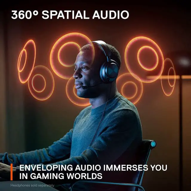 Alt view image 6 of 7 - SteelSeries GameDAC Gen 2 Hi-Res Certified - 24BIt/96Khz Audio Amplifier - ESS Sabre Quad-DAC - AI Noise Cancellation - 360° Spatial Audio - Dual USB - PC, PS5, PS4 -  upgrade any 3.5mm headset