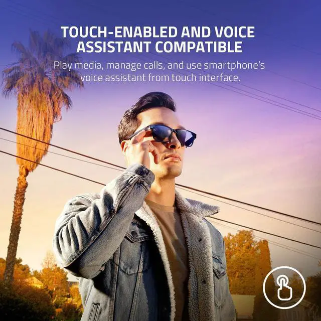 Alt view image 5 of 6 - Razer Anzu Smart Glasses: Blue Light Filtering & Polarized Sunglass Lenses - Low Latency Audio - Built-in Mic & Speakers - Touch & Voice Assistant Compatible - 5hrs Battery - Rectangle/Large