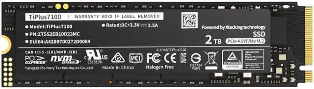 Alt view image 3 of 4 - CORN TiPlus7100  M.2 2280 2TB PCIe 4.0 x4 NVMe 1.4 232-layer 3D NAND flash Internal Solid State Drive (SSD) For Desktop PC Laptop PS5