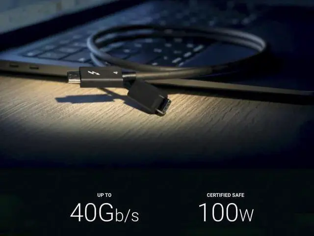Alt view image 3 of 5 - Thunderbolt 4 Cable, Thunderbolt Certified, 0.5 Meter (1.64 ft), 40 Gb/s Data Transfer, 100W Power Charging, 40Gbps Data Transfer HD 8K @60Hz Compatible with Thunderbolt 4/3, USB-C, and USB4 Devices