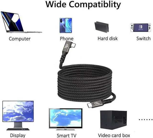 Alt view image 4 of 6 - USB 4 Cable, Right Angle Thunderbolt 4 Cable 40Gbps Data Transfer 240W Fast Charging USB4 Cable Compatible with Thunderbolt 3/MacBook Pro/iPad Pro/Smart Phone and More 1.64 ft.