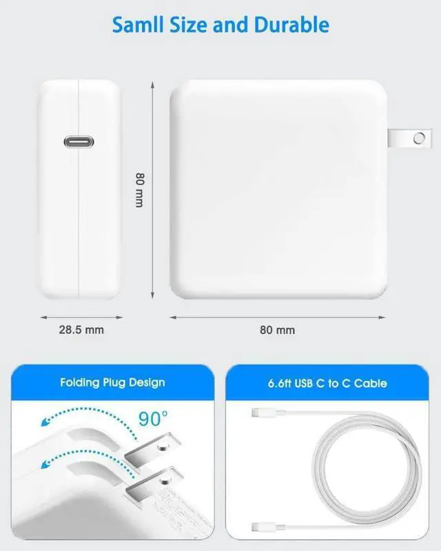 Alt view image 6 of 7 - Mac Book Pro USB C Charger, 96W USB C Fast Charger Power Adapter Compatible with New MacBook Air 13 Inch & MacBook Pro,with 6.6ft USB C Cable