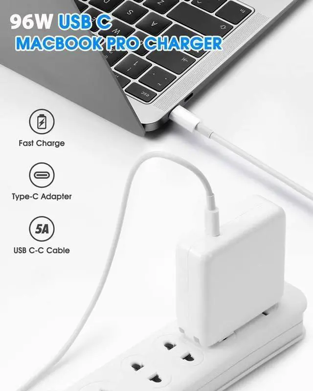 Alt view image 5 of 7 - Mac Book Pro USB C Charger, 96W USB C Fast Charger Power Adapter Compatible with New MacBook Air 13 Inch & MacBook Pro,with 6.6ft USB C Cable