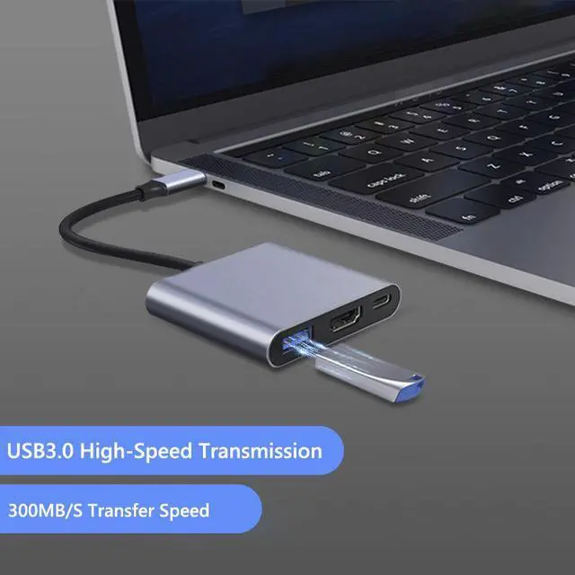 Alt view image 2 of 4 - USB C to HDMI Multiport Adapter, HDMI 4K Output USB 3.0 Port and USB-C PD100W Charging Port, USB-C Digital AV Multiport Adapter Compatible for MacBook, MateBook Other USB-C Devices