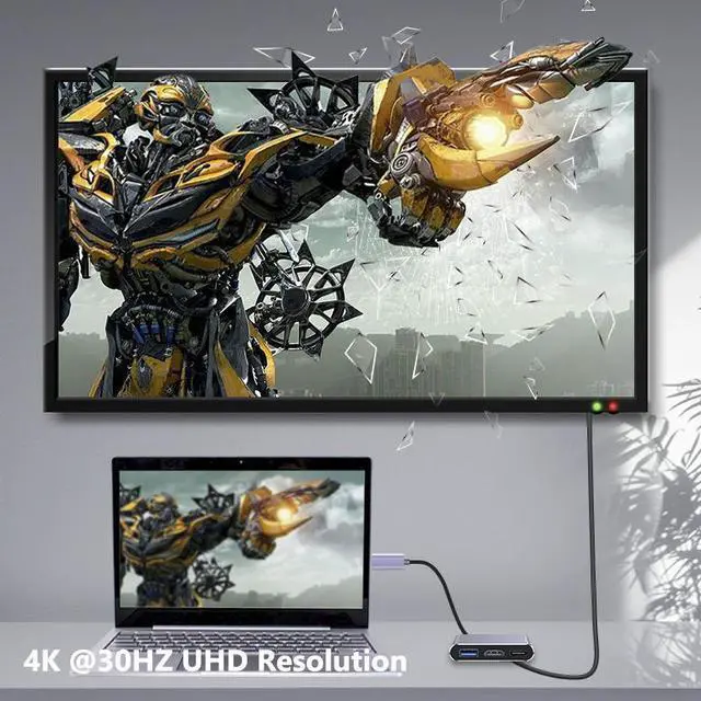 Alt view image 4 of 4 - USB C to HDMI Multiport Adapter, HDMI 4K Output USB 3.0 Port and USB-C PD100W Charging Port, USB-C Digital AV Multiport Adapter Compatible for MacBook, MateBook Other USB-C Devices