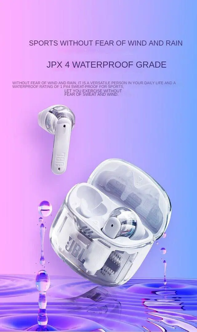 Alt view image 3 of 7 - JBL Tune Flex Ghost Edition TWS Bluetooth In-Ear Headphones Wireless Active Noise Cancelling Earbuds White