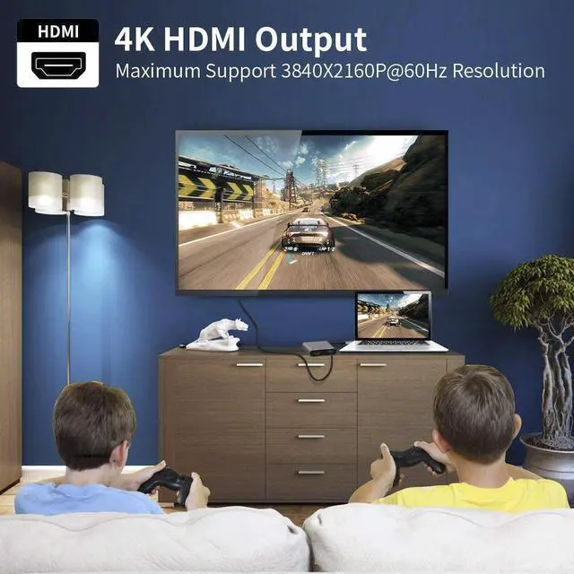 Alt view image 5 of 7 - USB C to Dual HDMI Adapter 4K @60hz, Type C to HDMI Converter (Compatible Thunderbolt 3) for 2015-2019 MacBook / MacBook Pro, iPad Pro 2018, Macbook air 2018, Google Chromebook Pixel,Samsung S8/S9 etc