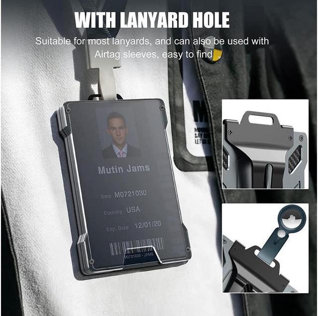 Alt view image 2 of 6 - Wallet For Men - Slim Aluminum Metal Money Clip with 1 Clear window ID Badge Holder, RFID Blocking, Holds up 15 Cards with Cash Clip. Ultra-Thin Minimalist Wallet
