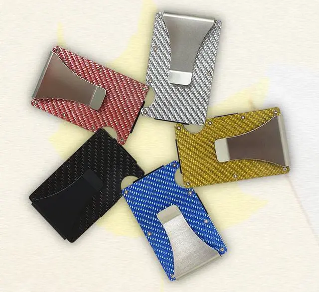 Alt view image 6 of 6 - Carbon Fiber Walle -Metal Money Clip Wallet- RFID Blocking - Slim Metal Wallet ,Mens Wallet