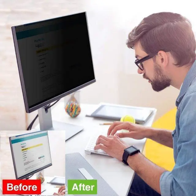 Alt view image 5 of 6 - Computer Privacy Screen Protector Filter 24 inches for Widescreen Computer Monitor Date Protection for Desktop Laptop Security  Anti-Glare, Anti-Scratch, Blocks 96% UV 24 16:10