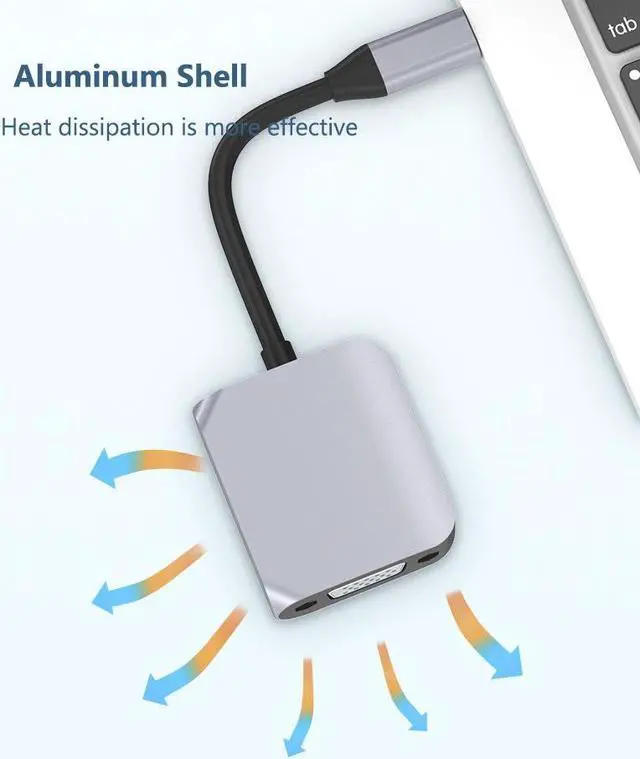 Alt view image 5 of 6 - USB C to HDMI VGA Adapter,USB Type C to VGA HDMI Adapter Thunderbolt 3 VGA Adapter for MacBook/iPad Pro2018/Air 2020/2018,Dell XPS 13 9365 ,Surface Book2, Galaxy S8/S9/S10,ChromeBook,etc.