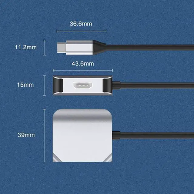 Alt view image 6 of 6 - USB C to HDMI VGA Adapter,USB Type C to VGA HDMI Adapter Thunderbolt 3 VGA Adapter for MacBook/iPad Pro2018/Air 2020/2018,Dell XPS 13 9365 ,Surface Book2, Galaxy S8/S9/S10,ChromeBook,etc.