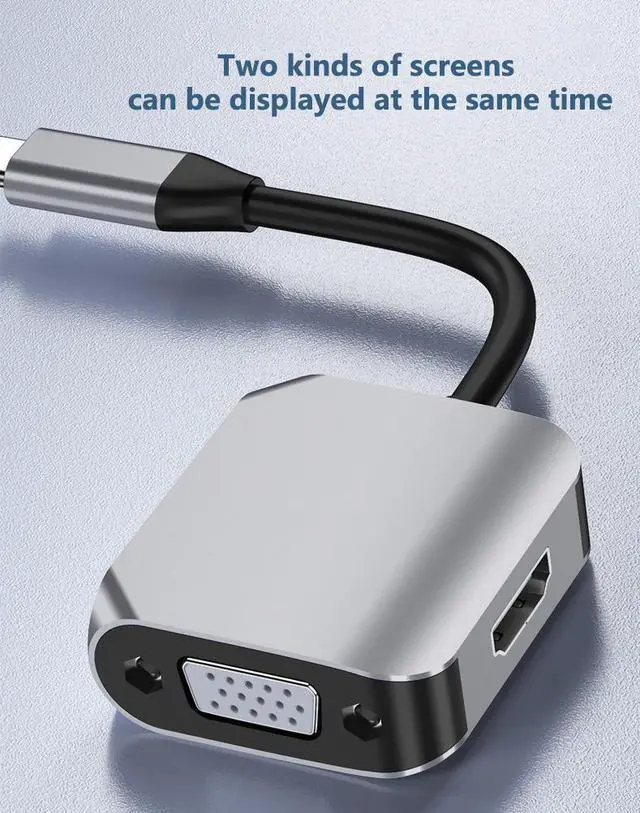 Alt view image 3 of 6 - USB C to HDMI VGA Adapter,USB Type C to VGA HDMI Adapter Thunderbolt 3 VGA Adapter for MacBook/iPad Pro2018/Air 2020/2018,Dell XPS 13 9365 ,Surface Book2, Galaxy S8/S9/S10,ChromeBook,etc.