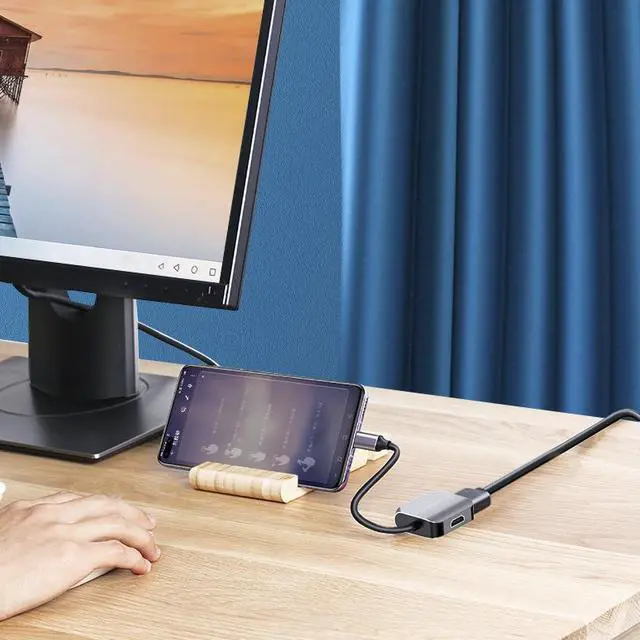 Alt view image 4 of 6 - USB C to HDMI VGA Adapter,USB Type C to VGA HDMI Adapter Thunderbolt 3 VGA Adapter for MacBook/iPad Pro2018/Air 2020/2018,Dell XPS 13 9365 ,Surface Book2, Galaxy S8/S9/S10,ChromeBook,etc.