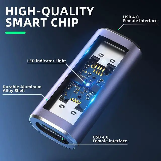 Alt view image 2 of 7 - USB C Coupler (4 Pack) USB C Female to Female Adapter with PD 240W 40 Gbps 8K 60hz Video Compatible for Thunderbolt 4/3, MacBook Pro/Air, USB-C HUB and More Type C Devices