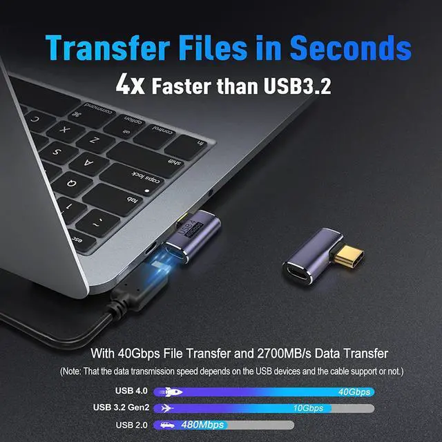 Alt view image 3 of 7 - USB C 90 Degree Adapter (2 Pack), 40Gbps Data Transfer USB Type C Male to Female Right Angle Extender for Steam Deck,Switch,Thunderbolt4, Laptop, Mobile Phone, Tablet