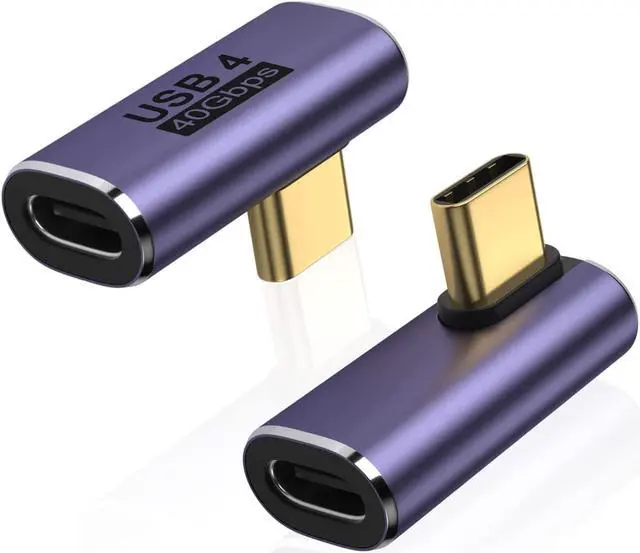 Main image of 2 Pack USB C Right Angle Adapter, 90 Degree Type C Male to Female Adapter Extender Support 40Gbps Data Transfer 8K@60Hz Video Output 100W Fast Charging for Laptop, Tablet and Phones