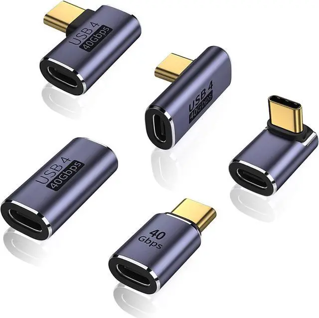 USB C 90 Degree Adapter (2 Pack), 40Gbps Data Transfer USB
