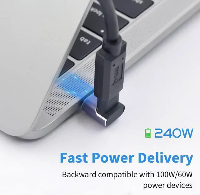Alt view image 3 of 6 - USB C Right Angle Adapter PD 240W, Right Angle USB C Adapter 40Gbps, 90 Degree USB C Adapter Male to Female USB C L Shape Adapter with 8K@60Hz Video for iPad, MacBook,Thunderbolt 4/3, 4Pack 90 Degree