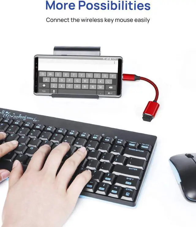 Alt view image 6 of 7 - USB C to USB Adapter USB Type C Male to USB 3.0 Female OTG Cable Compatible with MacBook Pro/Air 2019 2018 2017, Galaxy S20 S20+ Ultra Note 10 S9 S8-Red 2 Pack