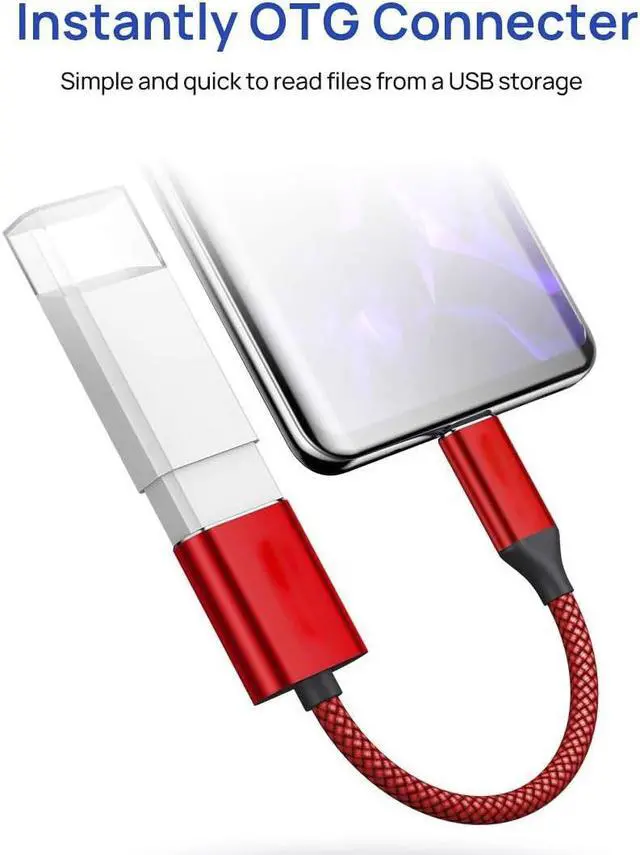 Alt view image 5 of 7 - USB C to USB Adapter USB Type C Male to USB 3.0 Female OTG Cable Compatible with MacBook Pro/Air 2019 2018 2017, Galaxy S20 S20+ Ultra Note 10 S9 S8-Red 2 Pack