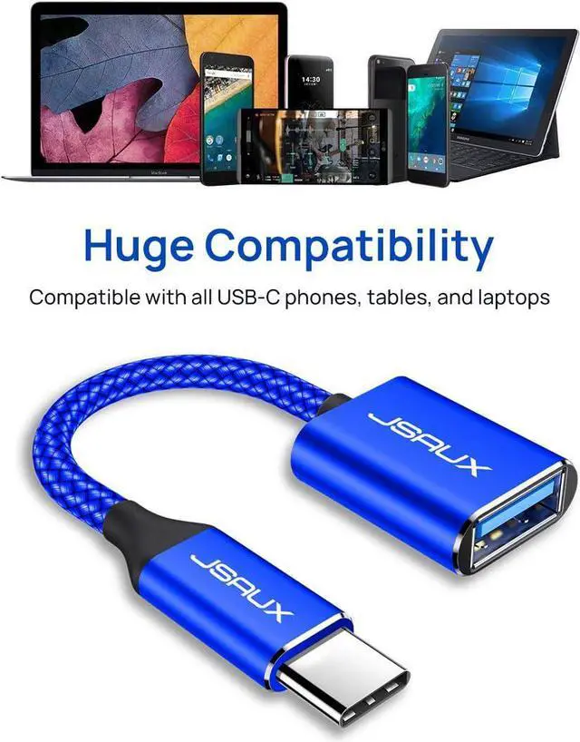 Alt view image 7 of 7 - USB C to USB Adapter USB Type C Male to USB 3.0 Female OTG Cable Compatible with MacBook Pro/Air 2019 2018 2017, Galaxy S20 S20+ Ultra Note 10 S9 S8 2 Pack Blue