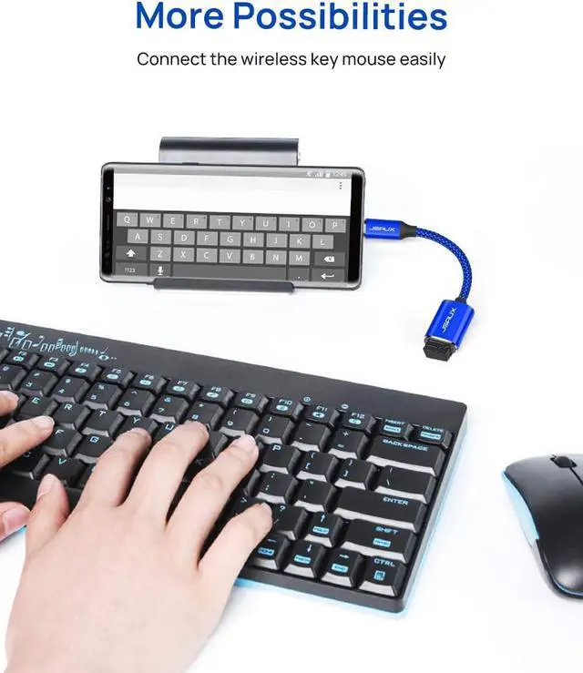Alt view image 6 of 7 - USB C to USB Adapter USB Type C Male to USB 3.0 Female OTG Cable Compatible with MacBook Pro/Air 2019 2018 2017, Galaxy S20 S20+ Ultra Note 10 S9 S8 2 Pack Blue
