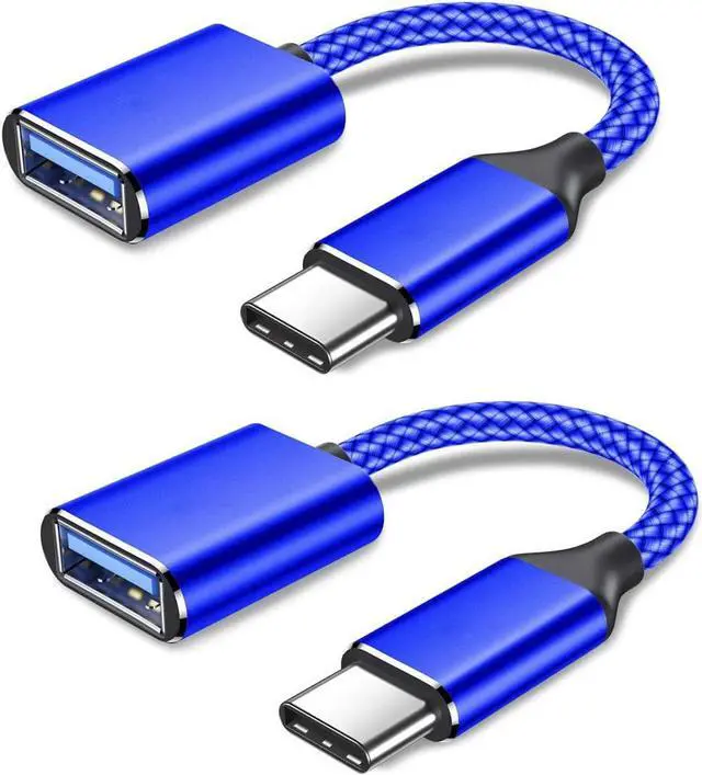 Main image of USB C to USB Adapter USB Type C Male to USB 3.0 Female OTG Cable Compatible with MacBook Pro/Air 2019 2018 2017, Galaxy S20 S20+ Ultra Note 10 S9 S8 2 Pack Blue
