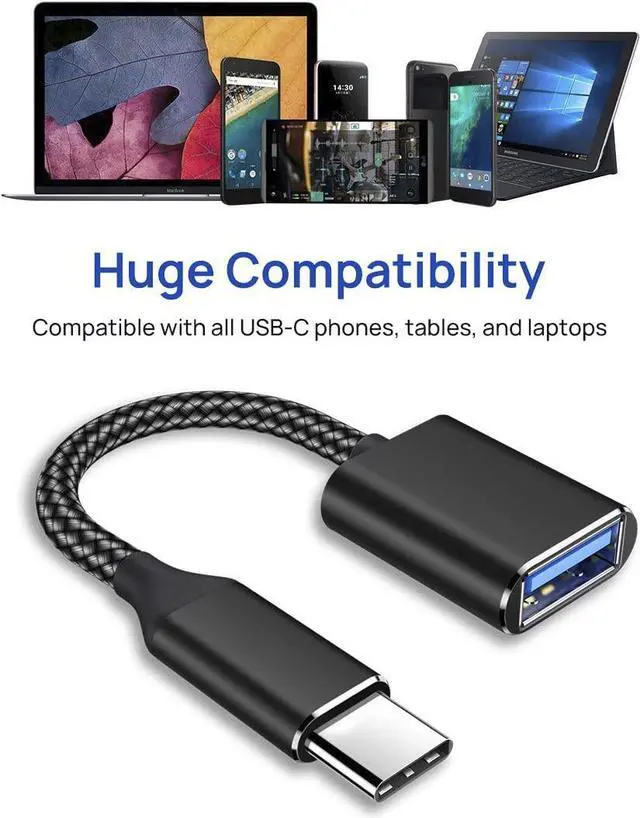 Alt view image 7 of 7 - USB C to USB Adapter USB Type C Male to USB 3.0 Female OTG Cable Compatible with MacBook Pro/Air 2019 2018 2017, Galaxy S20 S20+ Ultra Note 10 S9 S8 2 Pack Black